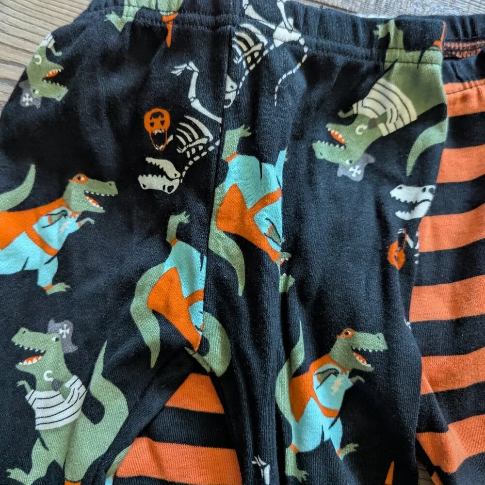 NWT Carter's Toddler Halloween Black Orange Glow Pajamas Shirt 4-piece Set 18m